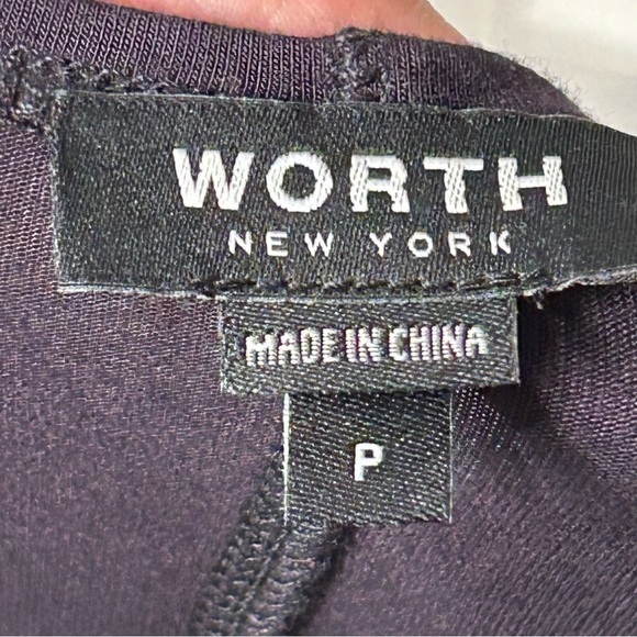 Worth New York Dark Blue Jersey Knit Bat Wing Ruched Top Sz P (Oversized) - Picture 12 of 15